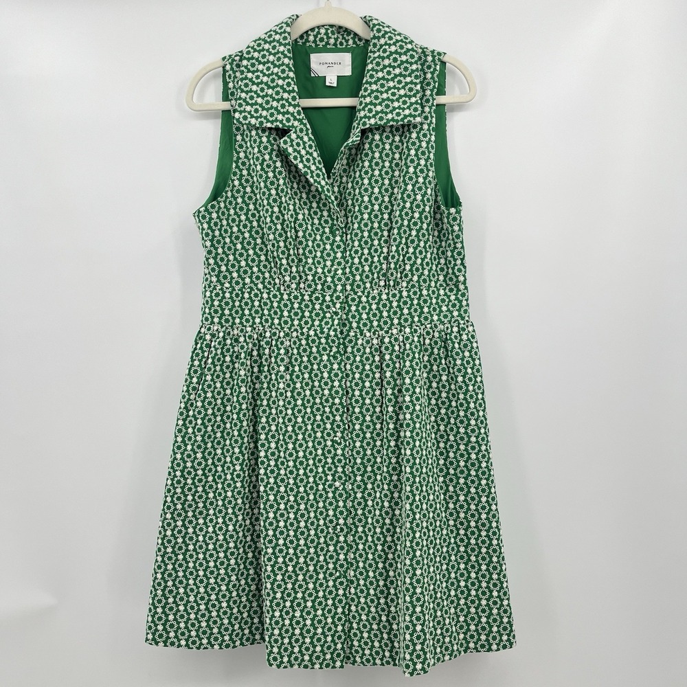 Pomander Place Dress L Green Briar Eyelet Lace Shirt Noelle Tuckernuck Preppy